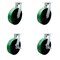 Service Caster 10'' Heavy Duty Green Poly on Cast Iron Wheel Swivel Caster Set with 2 Brakes, 4PK CRAN-SCC-KP92S1030-PUR-GB-2-SLB-2 - alternate 1
